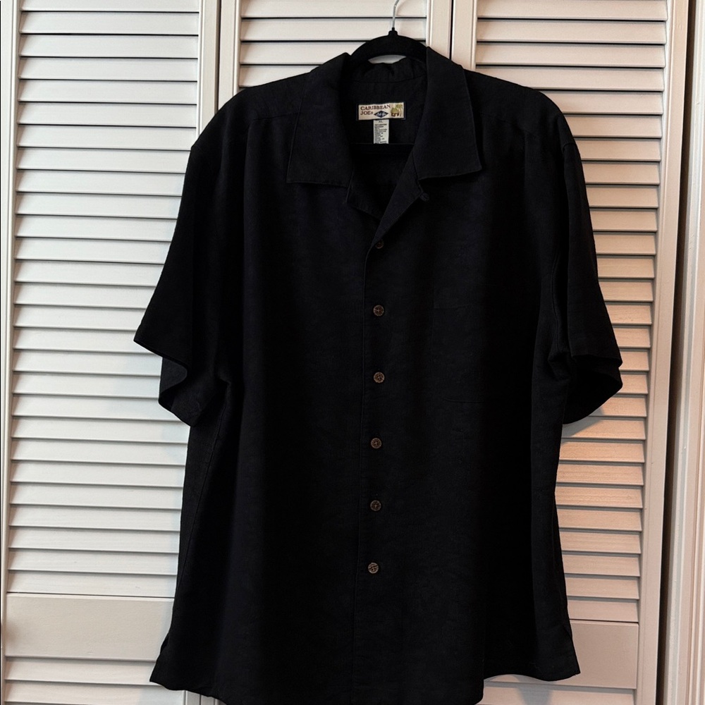 Caribbean Joe Men's Black Casual Button Down Shirt